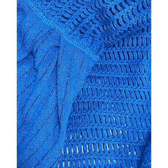 3-FOR-$30 Free People Sz L Babes Only Mesh Knit Sweater Lasting Laguna Blue New - Picture 6 of 13